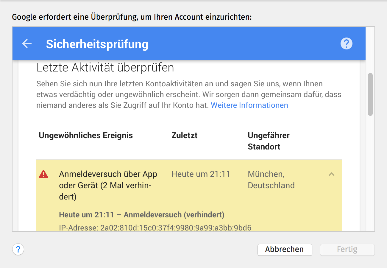 Ursache der Account-Sperrung