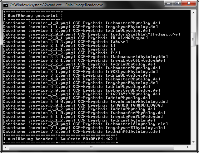 Programmdurchlauf des EMailImageReader
